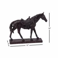 Seasonal Abode Inc Juliana Brown Resin Rustic Horse with Saddle on Base -Deals Silky Store seasonal abode inc garden statues qj255 1f 1000