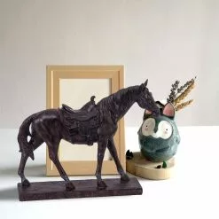 Seasonal Abode Inc Juliana Brown Resin Rustic Horse with Saddle on Base -Deals Silky Store seasonal abode inc garden statues qj255 44 1000