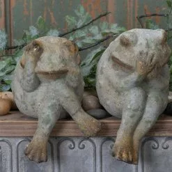 Seasonal Abode Inc Soren Gray Ceramic See No Evil Hear No Evil Speak No Evil Sitting Frog -Deals Silky Store seasonal abode inc garden statues rh462 1f 1000