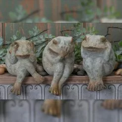 Seasonal Abode Inc Soren Gray Ceramic See No Evil Hear No Evil Speak No Evil Sitting Frog -Deals Silky Store seasonal abode inc garden statues rh462 31 1000