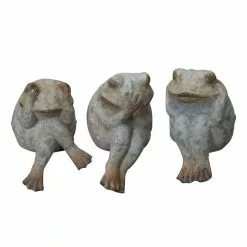 Seasonal Abode Inc Soren Gray Ceramic See No Evil Hear No Evil Speak No Evil Sitting Frog