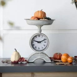 Seasonal Abode Inc Margreat White Metal Scale Clock