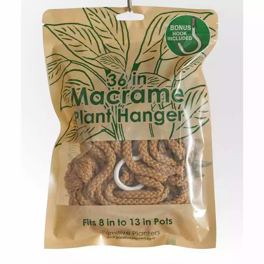 Primitive Planters 36 in. Tan Polypropylene Macrame in Bag with Bonus Hook 1 Primitive Planters 36 in. Tan Polypropylene Macrame in Bag with Bonus Hook