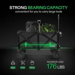 VIVOSUN 2.5 cu.ft. Collapsible Fabric Garden Cart with Universal Wheels and Adjustable Handle -Deals Silky Store vivosun garden carts wal vsfw001j 1f 1000