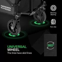 VIVOSUN 2.5 cu.ft. Collapsible Fabric Garden Cart with Universal Wheels and Adjustable Handle -Deals Silky Store vivosun garden carts wal vsfw001j 44 1000