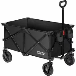 VIVOSUN 2.5 cu.ft. Collapsible Fabric Garden Cart with Universal Wheels and Adjustable Handle