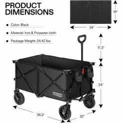 VIVOSUN 2.5 cu.ft. Collapsible Fabric Garden Cart with Universal Wheels and Adjustable Handle -Deals Silky Store vivosun garden carts wal vsfw001j 76 1000