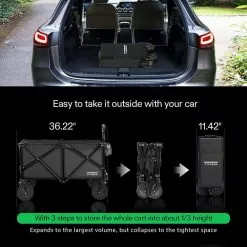 VIVOSUN 2.5 cu.ft. Collapsible Fabric Garden Cart with Universal Wheels and Adjustable Handle -Deals Silky Store vivosun garden carts wal vsfw001j fa 1000