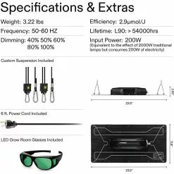 VIVOSUN 200-Watt LED Grow Light with Samsung LM301 Diodes and Brand Driver, Warm White -Deals Silky Store vivosun grow light kits x002mltifj 76 1000