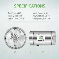 VIVOSUN 4 in. 100 CFM Inline Duct Fan with 5.5 ft. Grounded Power Cord -Deals Silky Store vivosun grow room ventilation x000yyf49z 1f 1000