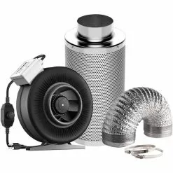 VIVOSUN 6 in. 440 CFM Inline Fan with Speed Controller, 6 in. Carbon Filter and 8 ft. of Ducting