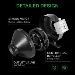 VIVOSUN 4 in. 203 CFM Inline Fan with Speed Controller and Leather Sheath, 4 in. Carbon Filter and 8 ft. of Ducting -Deals Silky Store vivosun grow room ventilation x001cqjvkr 4f 1000