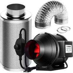 VIVOSUN 4 in. 190 CFM Inline Fan with Speed Controller, 4 in. Carbon Filter and 8 ft. of Ducting