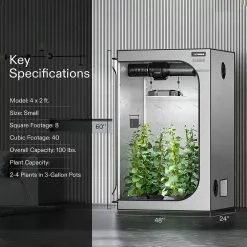 VIVOSUN 4 ft. x 2 ft. Gray Grow Tent with 19 mm Poles, Observation Window and Floor Tray -Deals Silky Store vivosun grow tents gt 0001 76 1000