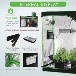 VIVOSUN 5 ft. L x 3 ft. L Mylar Hydroponic Grow Tent with Observation Window Floor Tray for Indoor Plant Growing 8 VIVOSUN 5 ft. L x 3 ft. L Mylar Hydroponic Grow Tent with Observation Window Floor Tray for Indoor Plant Growing -Deals Silky Store vivosun grow tents x002b5w9hf 1f 1000