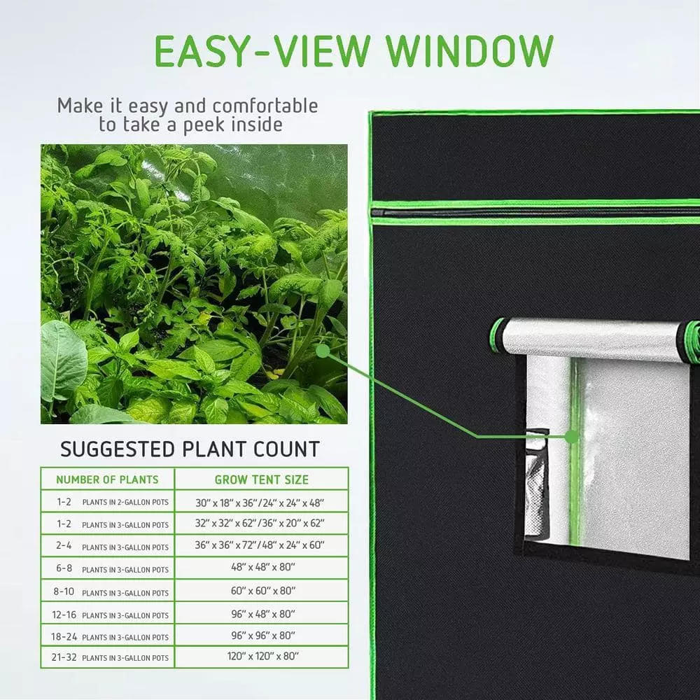 VIVOSUN 5 ft. L x 3 ft. L Mylar Hydroponic Grow Tent with Observation Window Floor Tray for Indoor Plant Growing 3 VIVOSUN 5 ft. L x 3 ft. L Mylar Hydroponic Grow Tent with Observation Window Floor Tray for Indoor Plant Growing - Image 3