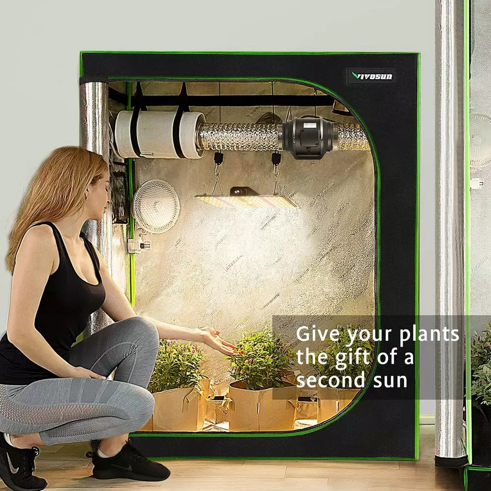 VIVOSUN 5 ft. L x 3 ft. L Mylar Hydroponic Grow Tent with Observation Window Floor Tray for Indoor Plant Growing 2 VIVOSUN 5 ft. L x 3 ft. L Mylar Hydroponic Grow Tent with Observation Window Floor Tray for Indoor Plant Growing - Image 2