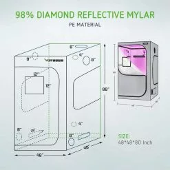 VIVOSUN 4 ft. L x 4 ft. W Grey Grow Tent with Observation Window and Floor Tray -Deals Silky Store vivosun grow tents x002fs52o5 1f 1000