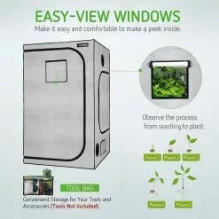 VIVOSUN 4 ft. L x 4 ft. W Grey Grow Tent with Observation Window and Floor Tray -Deals Silky Store vivosun grow tents x002fs52o5 4f 1000