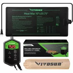 VIVOSUN 10 in. x 20.75 in. Seedling Heat Mat and Digital Thermostat Combo Set