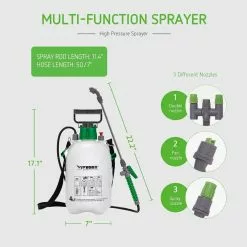 VIVOSUN 1 Gal. Pump Pressure Sprayer with 3 Water Nozzles and Adjustable Shoulder Strap -Deals Silky Store vivosun pump sprayers x002drevsl 4f 1000