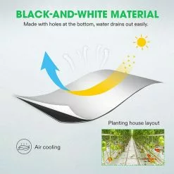 VIVOSUN 10 ft. x 100 ft. 5.5 Mil Black and White Panda Poly Film, Blackout Tarp for Warm House -Deals Silky Store vivosun reflective film wal 308122j 44 1000