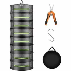 VIVOSUN 8-Layer Hanging Mesh Drying Rack with Green Zippers for Dehydrating