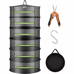 VIVOSUN 6-Layer Hanging Mesh Drying Rack with Green Zippers for Dehydrating