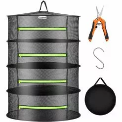 VIVOSUN 4-Layer Hanging Mesh Drying Rack with Green Zippers for Dehydrating