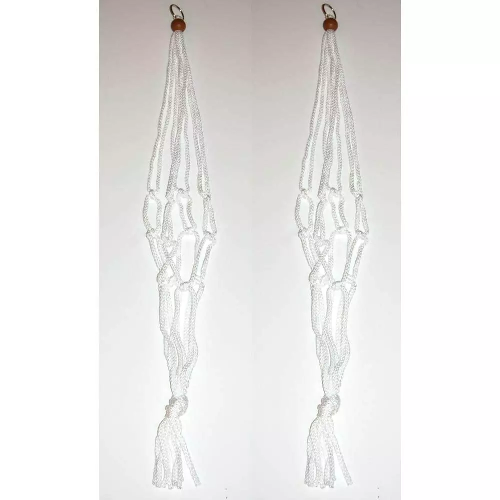Primitive Planters 36 in. Polypropylene White Macrame Plant Hangers (2-Pack) 1 Primitive Planters 36 in. Polypropylene White Macrame Plant Hangers (2-Pack)