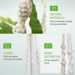 VIVOSUN 4-Legs White Cotton Rope Macrame Plant Hanger with Hook (2-Pack) -Deals Silky Store white vivosun plant hangers wal 303211 2j fa 1000