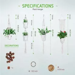 VIVOSUN 4 types Cotton Rope White Macrame Plant Hanger with Hook (4-Pack) -Deals Silky Store white vivosun plant hangers wal 303214j 44 1000