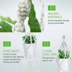 VIVOSUN 4 types Cotton Rope White Macrame Plant Hanger with Hook (4-Pack) -Deals Silky Store white vivosun plant hangers wal 303214j fa 1000