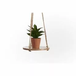 Primitive Planters 8 in. Round Wooden Hanging with Jute -Deals Silky Store wood jute primitive planters plant hangers 9680 4f 1000