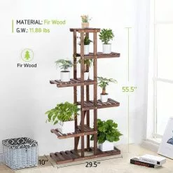 VIVOSUN Indoor Wooden Plant Stand (6 Tiers 11 Potted) -Deals Silky Store wooden vivosun plant stands thd gb0007 fa 1000